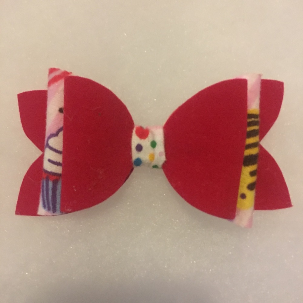 Stripes and cupcakes hair bow